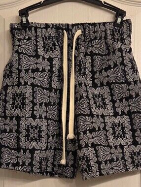 PacSun Black Bandana Print Drawstring Athletic Shorts Mens SIZE S